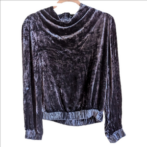 TARA JARMON French Purple Cowl Neck Velvet Silk Feminine Top Size Medium
